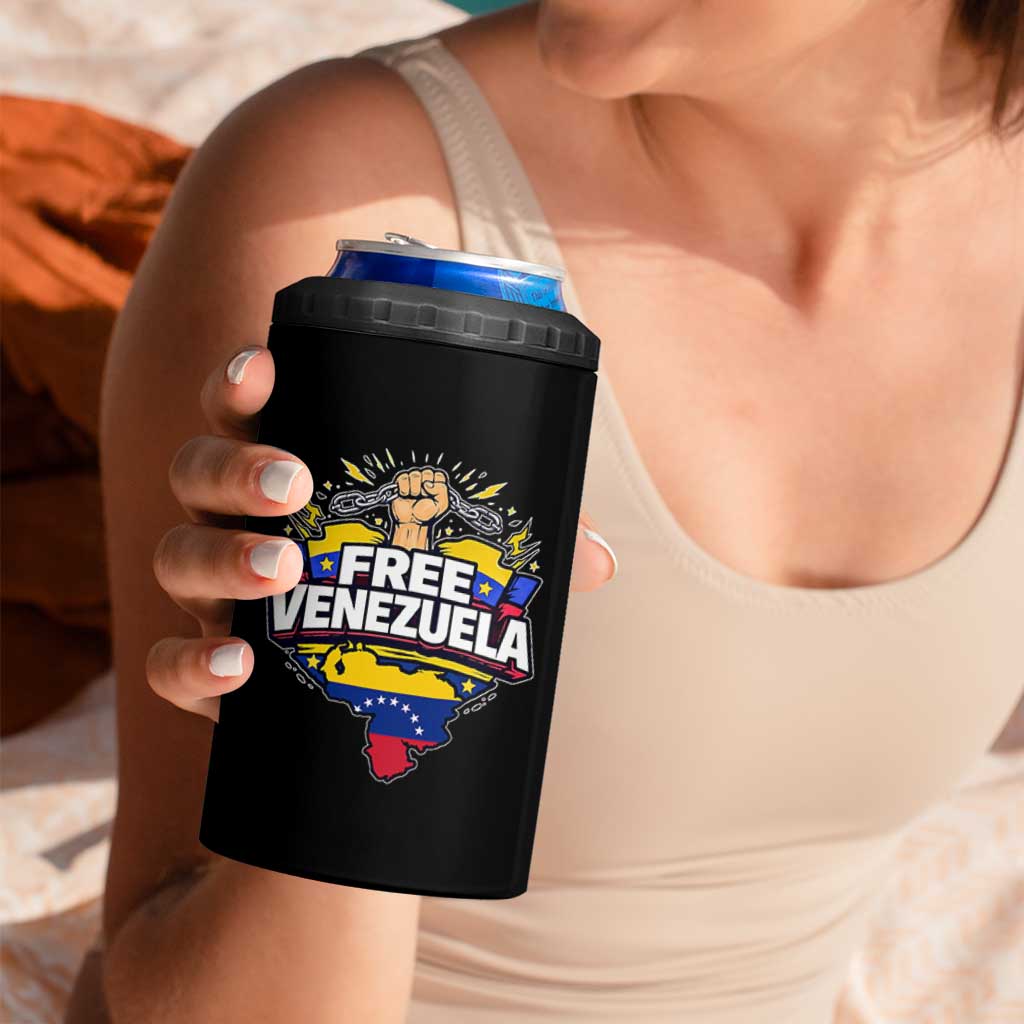 Free Venezuela Raised Fist 4 in 1 Can Cooler Tumbler Libre Venezuelan Flag Map Liberation - Wonder Print Shop