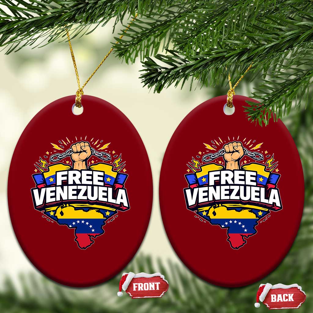 Free Venezuela Raised Fist Ceramic Ornament Libre Venezuelan Flag Map Liberation - Wonder Print Shop