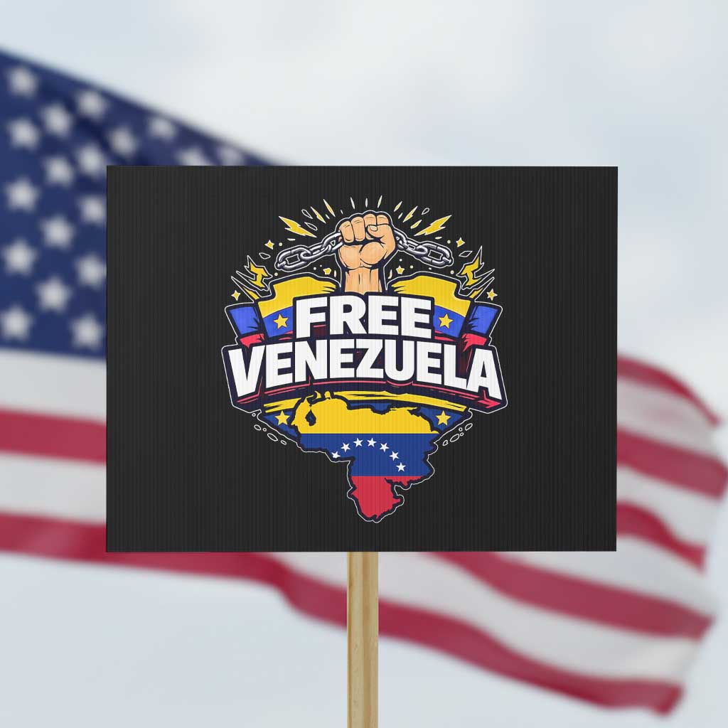 Free Venezuela Raised Fist Protest Sign Libre Venezuelan Flag Map Liberation
