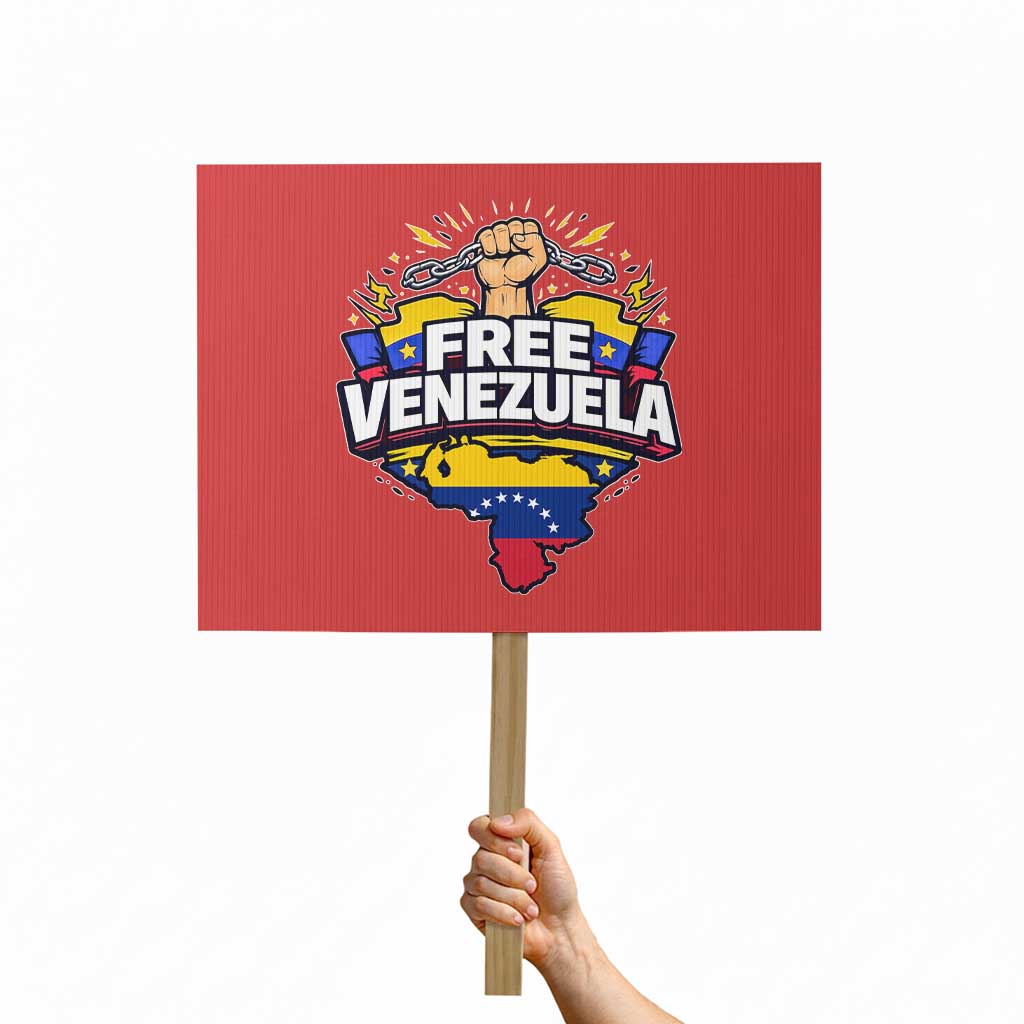 Free Venezuela Raised Fist Protest Sign Libre Venezuelan Flag Map Liberation