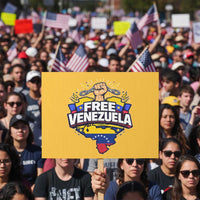 Free Venezuela Raised Fist Protest Sign Libre Venezuelan Flag Map Liberation