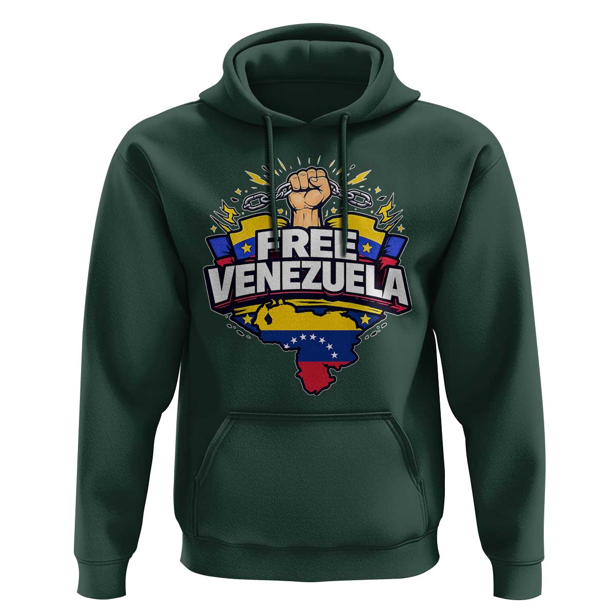 Free Venezuela Raised Fist Hoodie Libre Venezuelan Flag Map Liberation - Wonder Print Shop