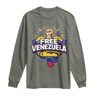 Free Venezuela Raised Fist Long Sleeve Shirt Libre Venezuelan Flag Map Liberation - Wonder Print Shop