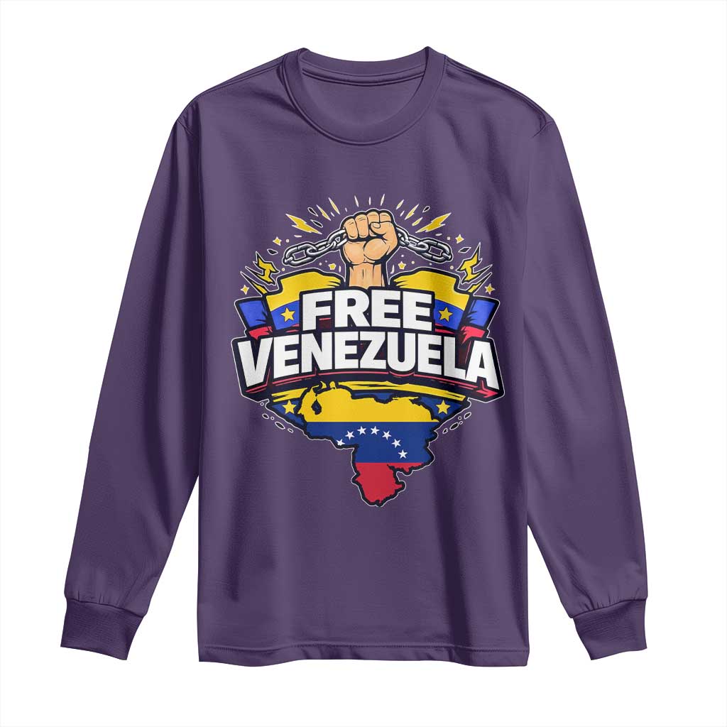 Free Venezuela Raised Fist Long Sleeve Shirt Libre Venezuelan Flag Map Liberation - Wonder Print Shop