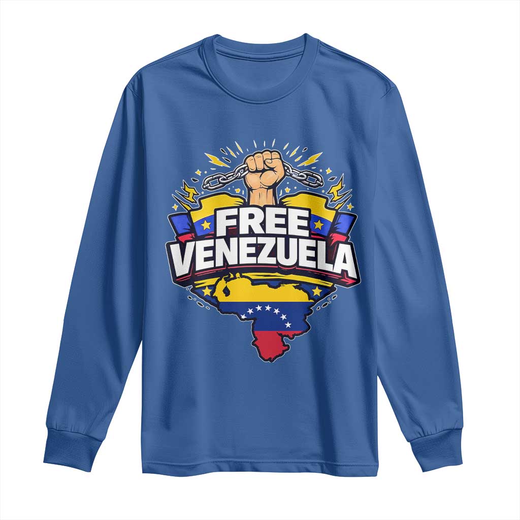 Free Venezuela Raised Fist Long Sleeve Shirt Libre Venezuelan Flag Map Liberation - Wonder Print Shop