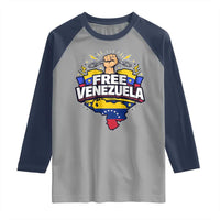 Free Venezuela Raised Fist Raglan Shirt Libre Venezuelan Flag Map Liberation - Wonder Print Shop