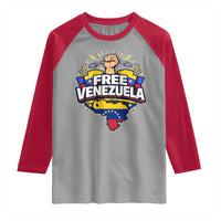 Free Venezuela Raised Fist Raglan Shirt Libre Venezuelan Flag Map Liberation - Wonder Print Shop