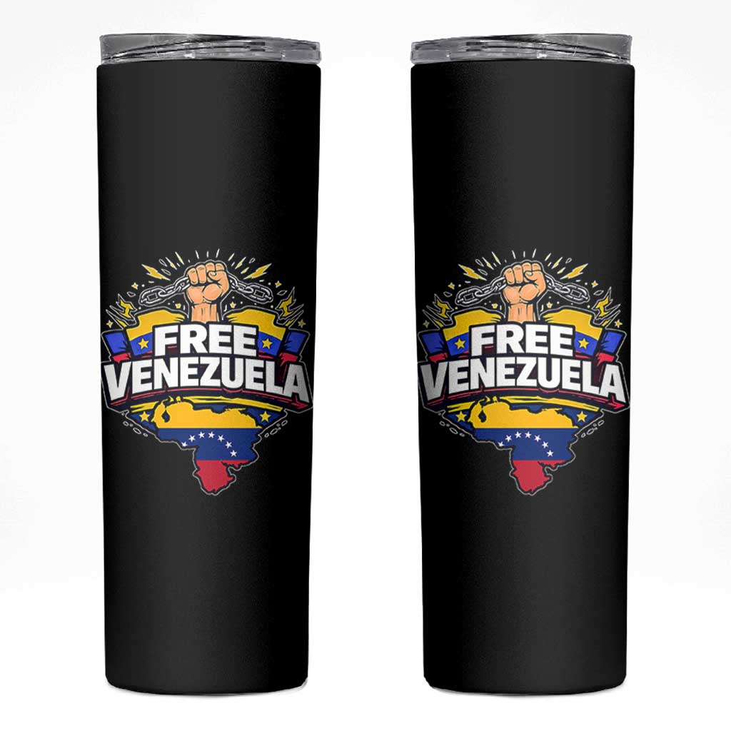 Free Venezuela Raised Fist Skinny Tumbler Libre Venezuelan Flag Map Liberation - Wonder Print Shop