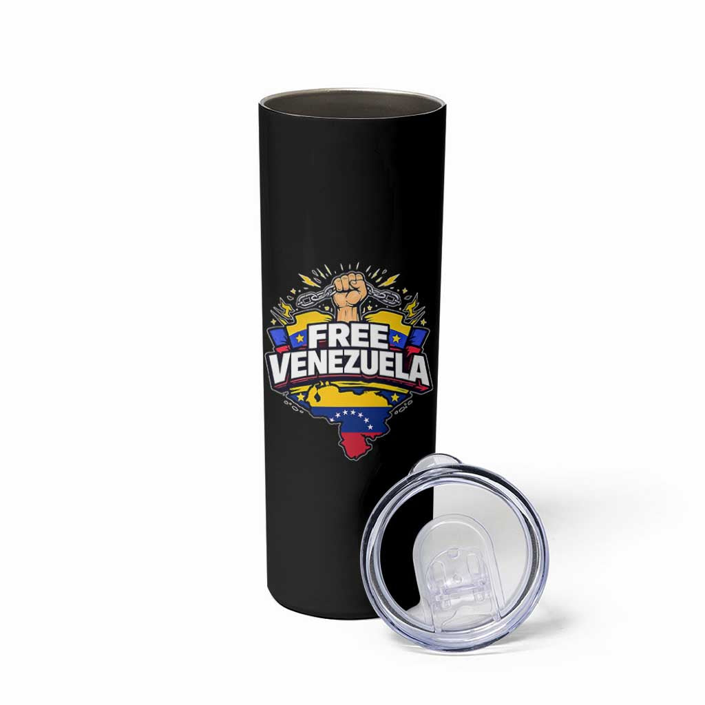 Free Venezuela Raised Fist Skinny Tumbler Libre Venezuelan Flag Map Liberation - Wonder Print Shop