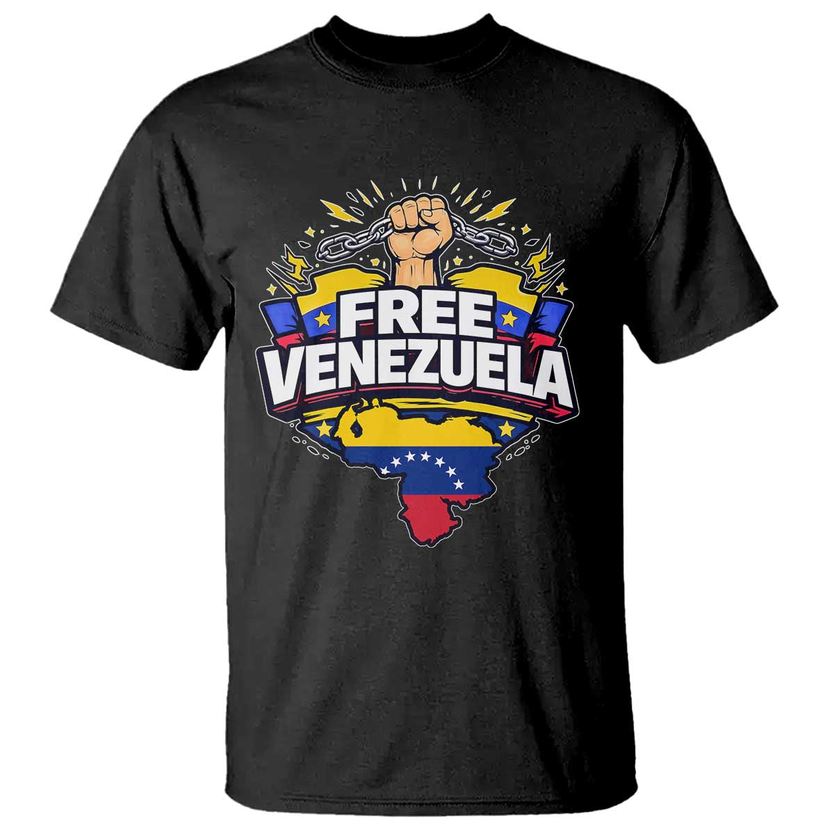 Free Venezuela Raised Fist T Shirt Libre Venezuelan Flag Map Liberation - Wonder Print Shop