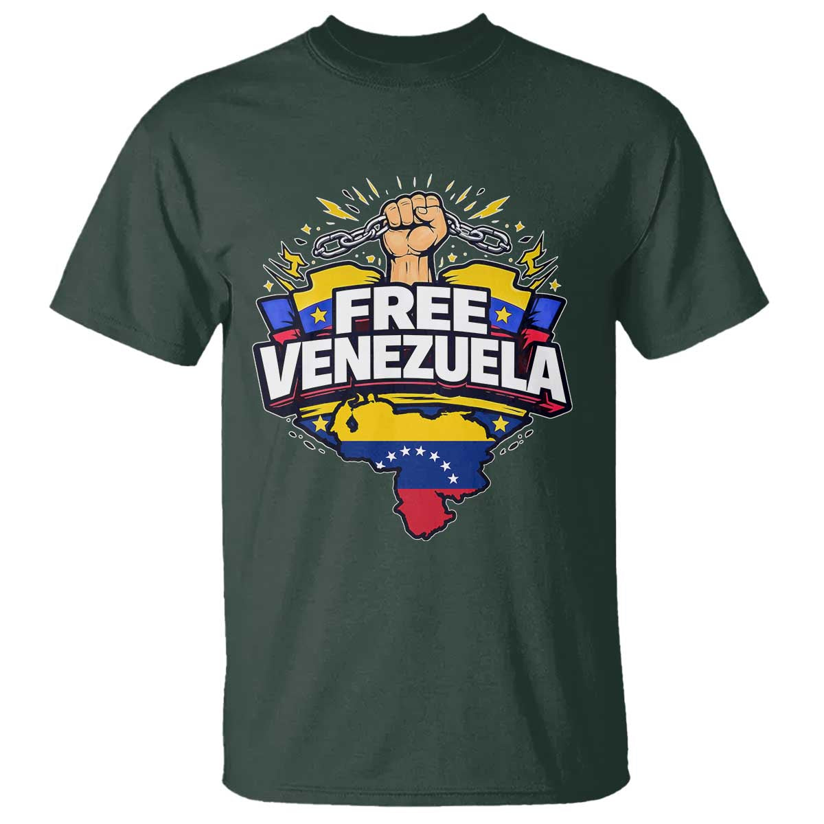 Free Venezuela Raised Fist T Shirt Libre Venezuelan Flag Map Liberation - Wonder Print Shop