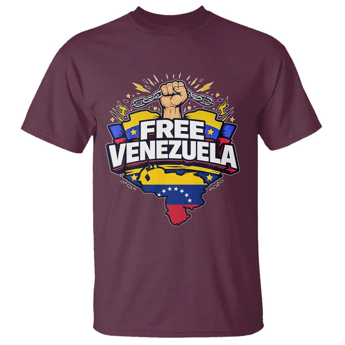 Free Venezuela Raised Fist T Shirt Libre Venezuelan Flag Map Liberation - Wonder Print Shop