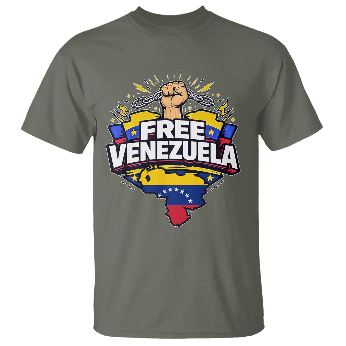Free Venezuela Raised Fist T Shirt Libre Venezuelan Flag Map Liberation - Wonder Print Shop