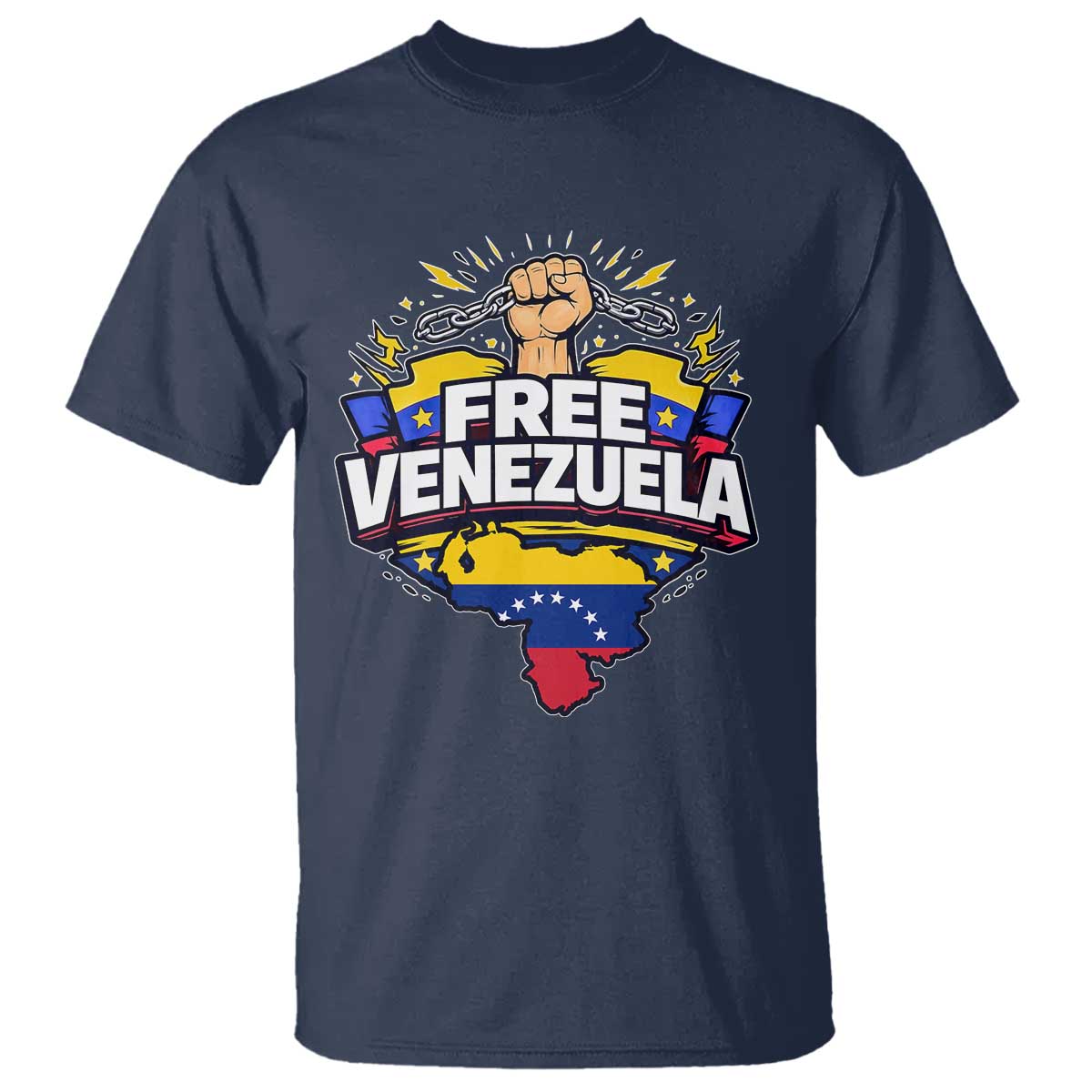 Free Venezuela Raised Fist T Shirt Libre Venezuelan Flag Map Liberation - Wonder Print Shop