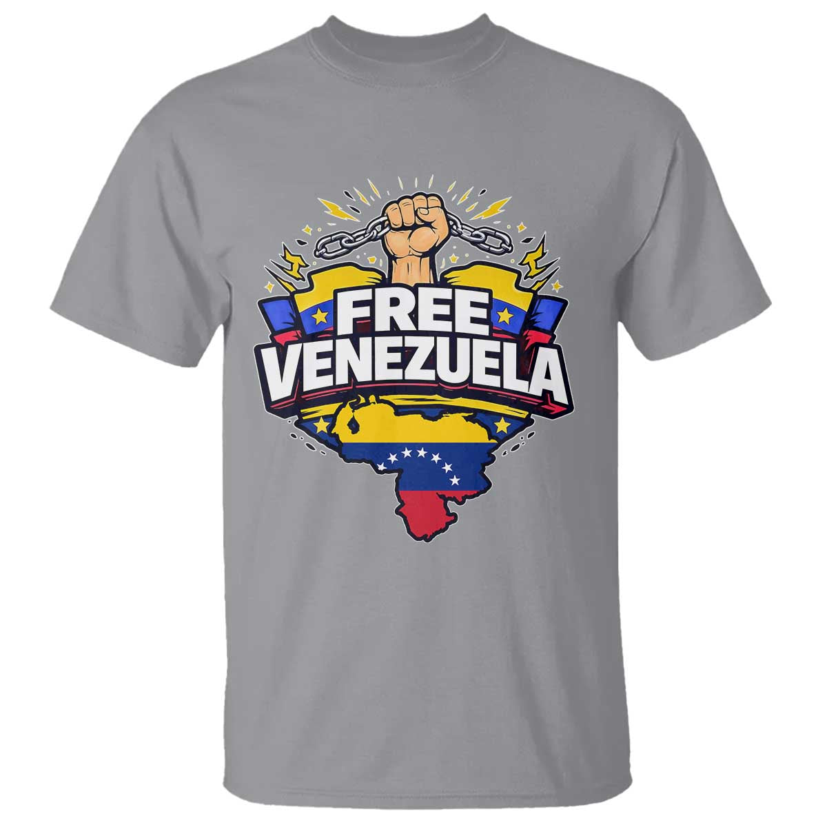 Free Venezuela Raised Fist T Shirt Libre Venezuelan Flag Map Liberation - Wonder Print Shop