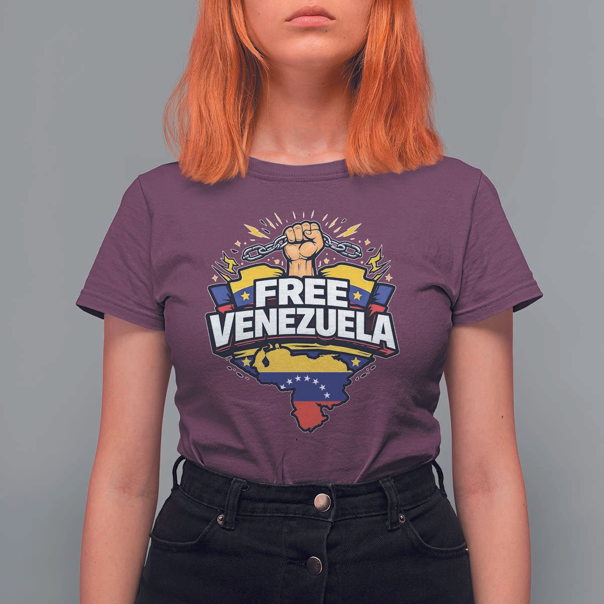 Free Venezuela Raised Fist T Shirt For Women Libre Venezuelan Flag Map Liberation - Wonder Print Shop