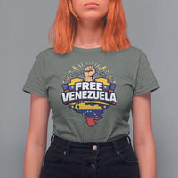 Free Venezuela Raised Fist T Shirt For Women Libre Venezuelan Flag Map Liberation - Wonder Print Shop