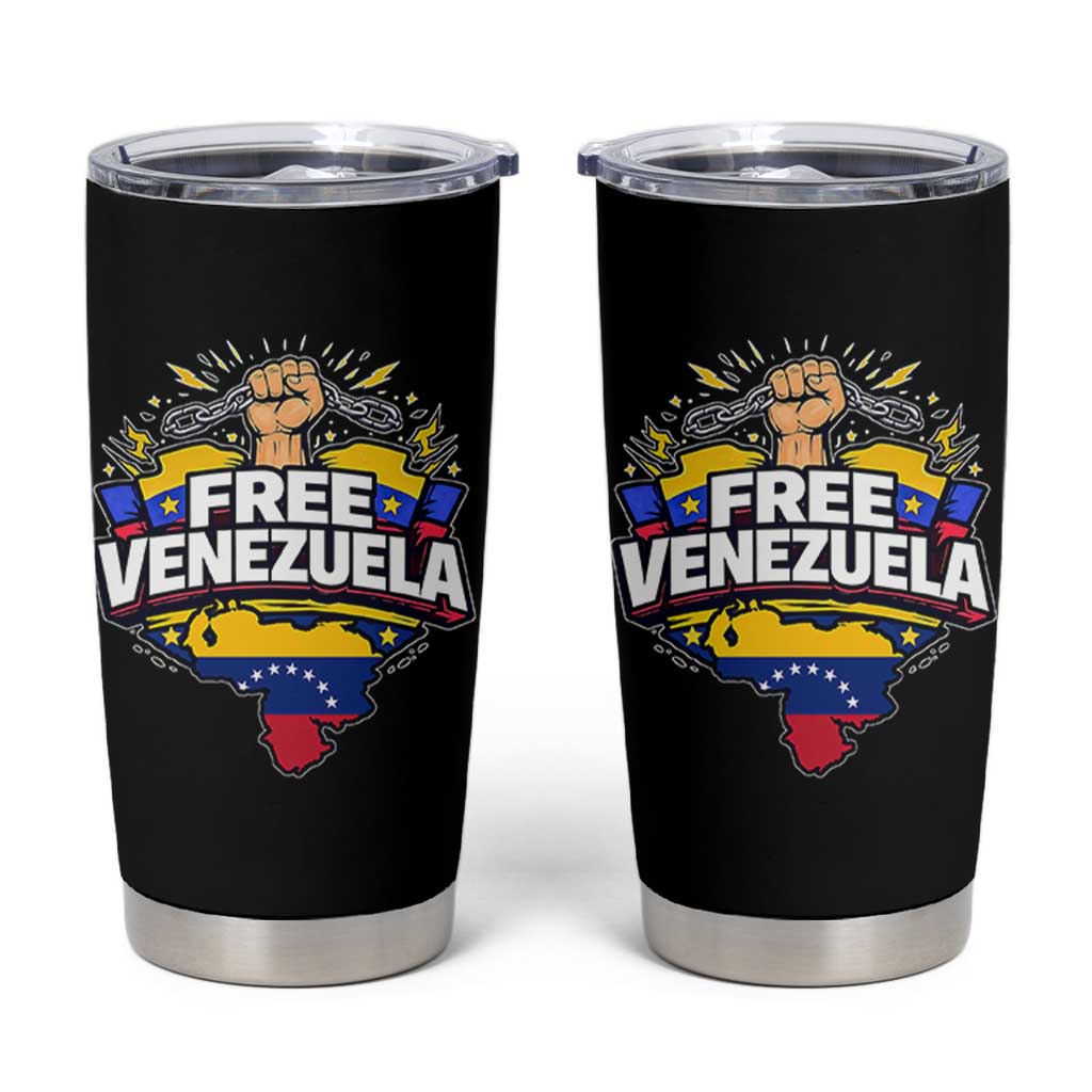 Free Venezuela Raised Fist Tumbler Cup Libre Venezuelan Flag Map Liberation - Wonder Print Shop