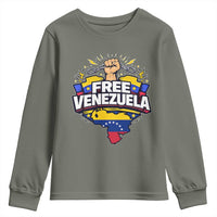 Free Venezuela Raised Fist Youth Sweatshirt Libre Venezuelan Flag Map Liberation - Wonder Print Shop