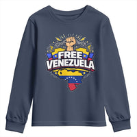 Free Venezuela Raised Fist Youth Sweatshirt Libre Venezuelan Flag Map Liberation - Wonder Print Shop