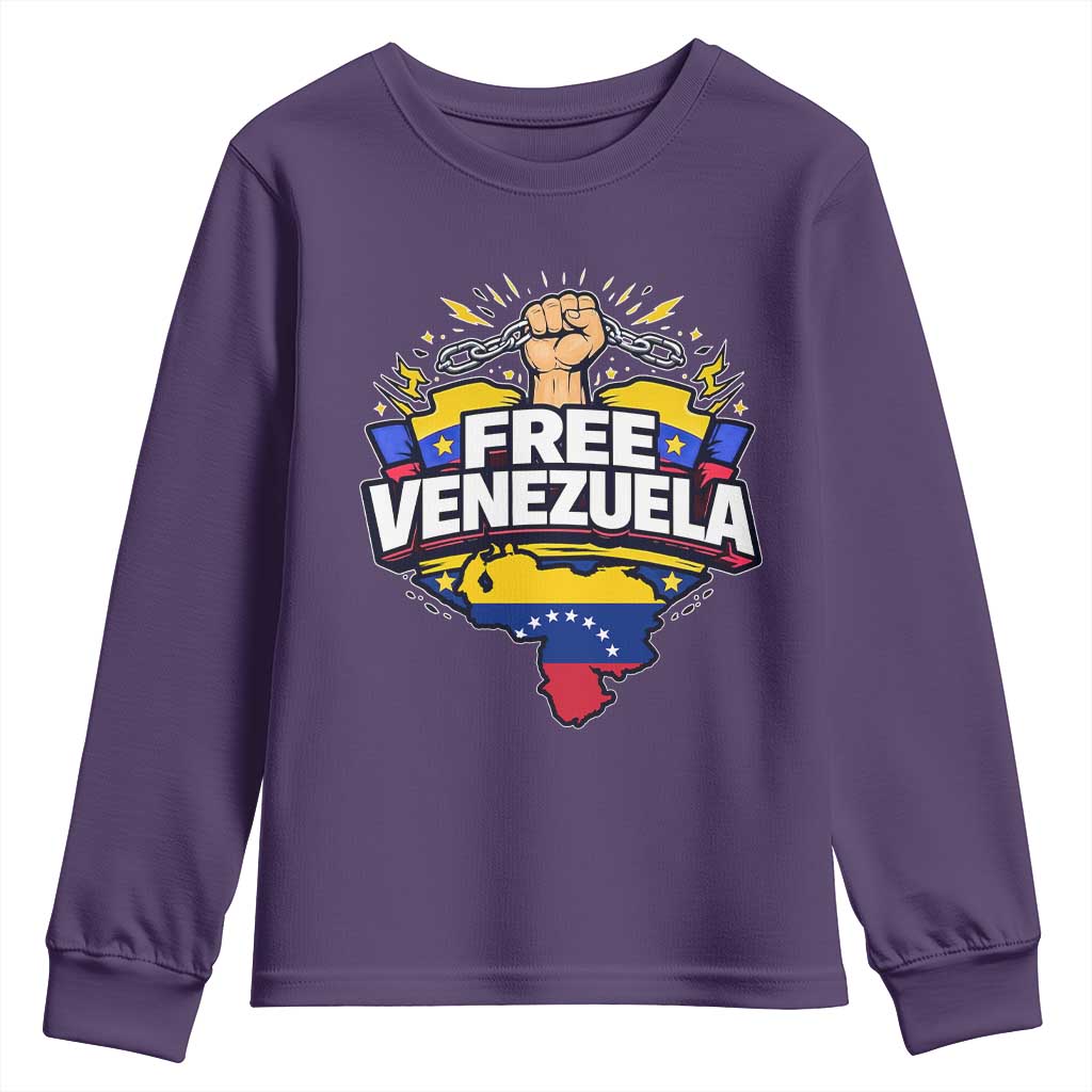 Free Venezuela Raised Fist Youth Sweatshirt Libre Venezuelan Flag Map Liberation - Wonder Print Shop