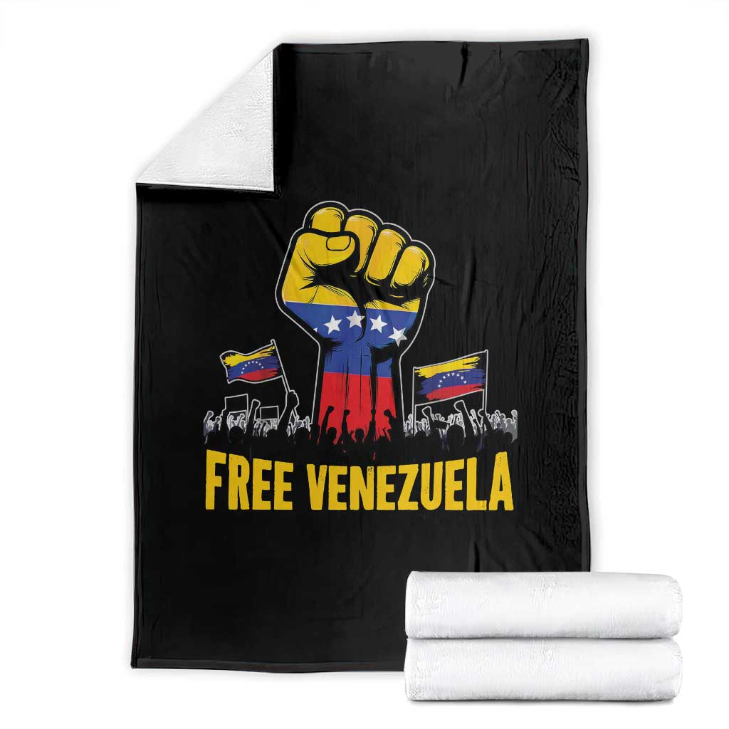 Free Venezuela Flag Throw Blanket Raised Fist Resistance for Liberation Supporters - Wonder Print Shop