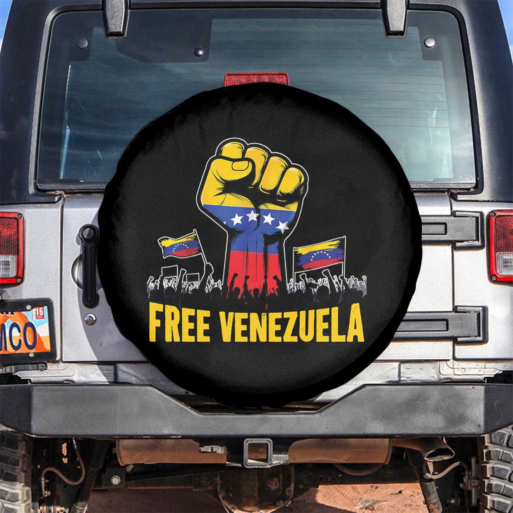 Free Venezuela Flag Spare Tire Cover Raised Fist Resistance for Liberation Supporters - Wonder Print Shop