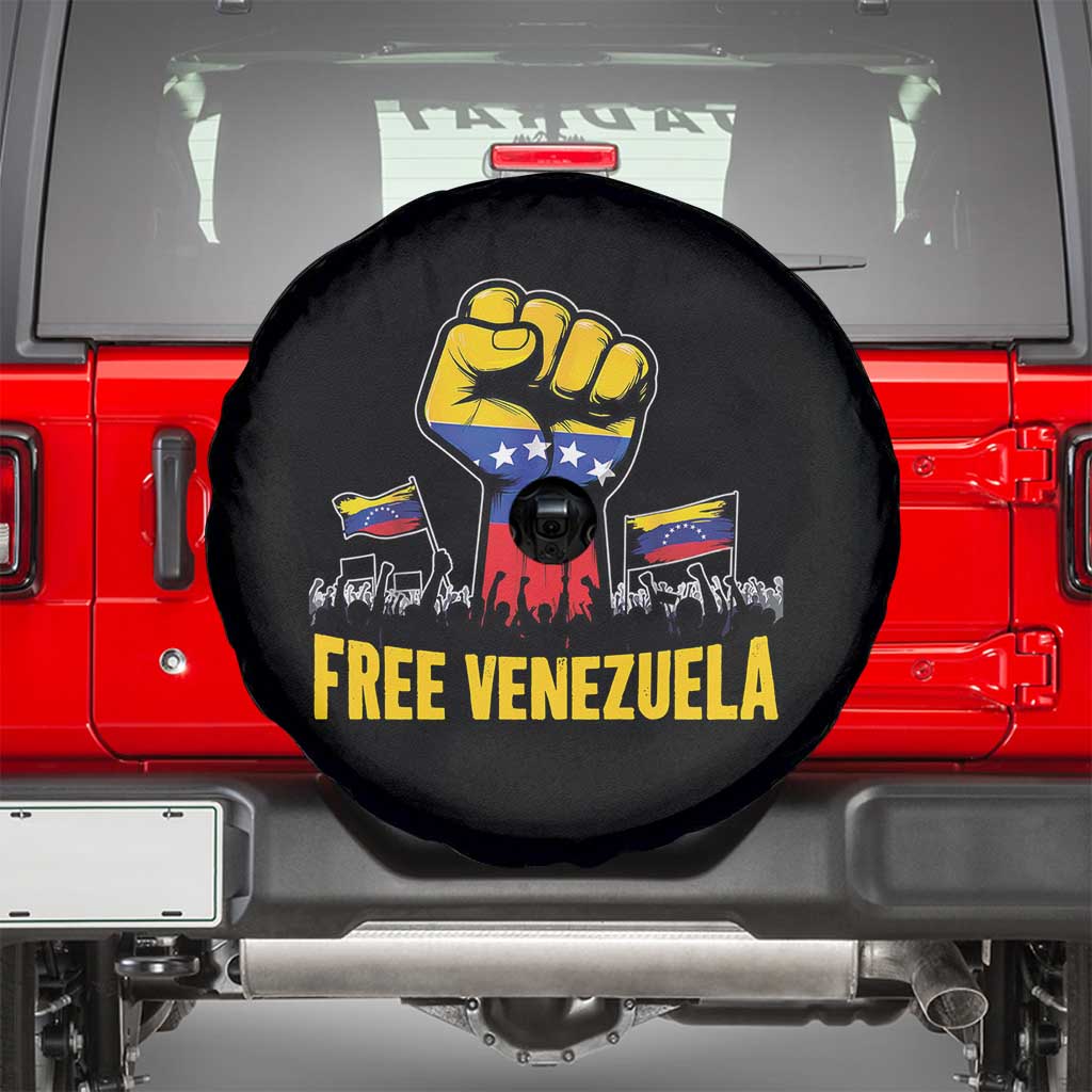 Free Venezuela Flag Spare Tire Cover Raised Fist Resistance for Liberation Supporters - Wonder Print Shop