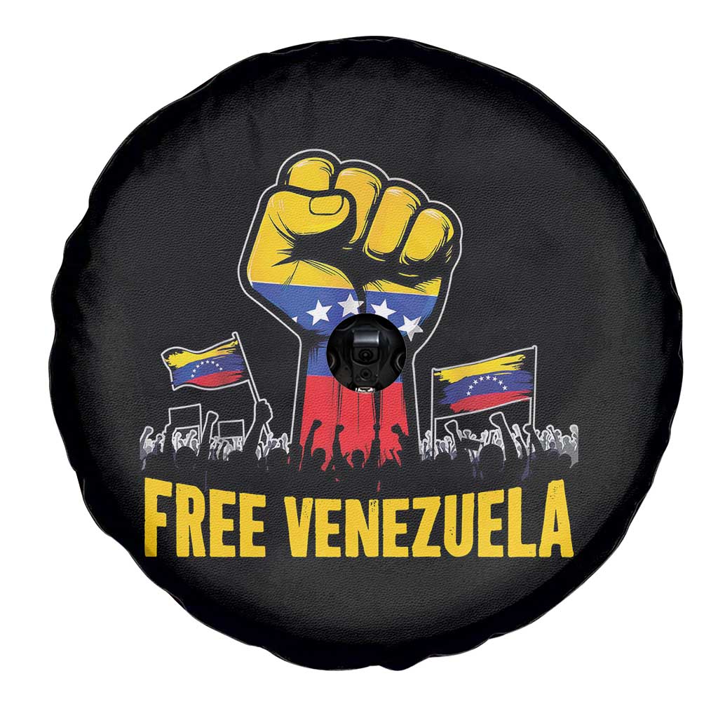 Free Venezuela Flag Spare Tire Cover Raised Fist Resistance for Liberation Supporters - Wonder Print Shop
