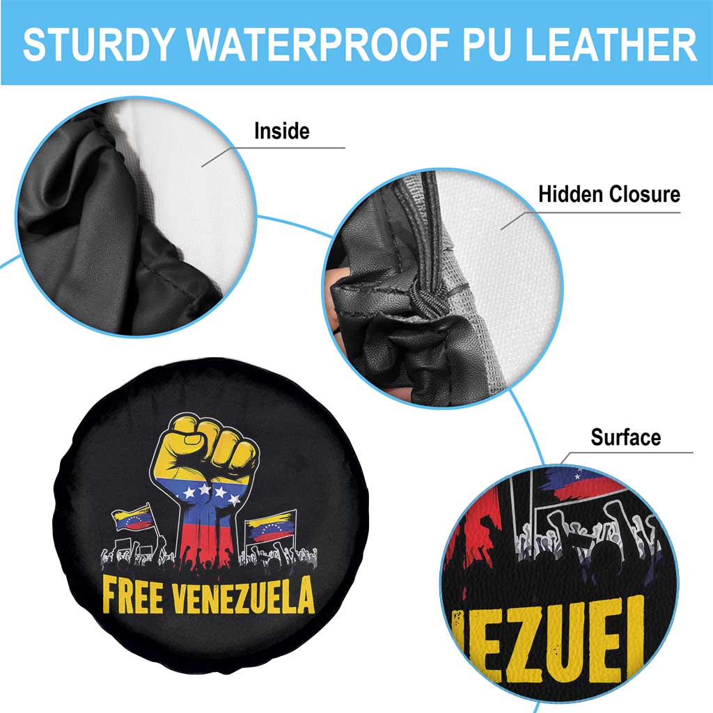 Free Venezuela Flag Spare Tire Cover Raised Fist Resistance for Liberation Supporters - Wonder Print Shop