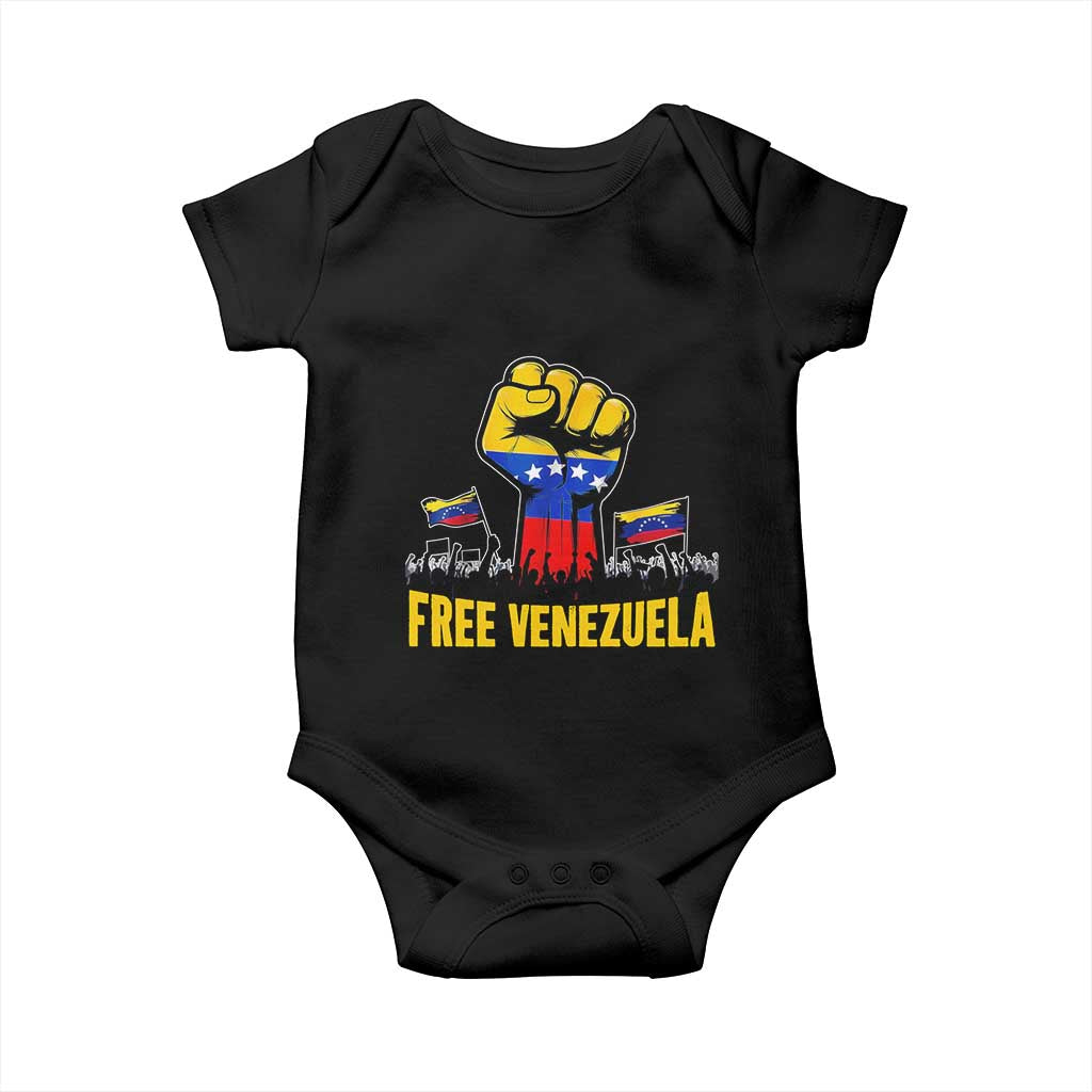 Free Venezuela Flag Baby Onesie Raised Fist Resistance for Liberation Supporters - Wonder Print Shop