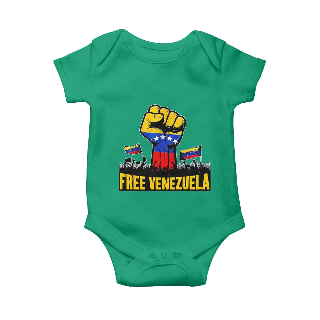 Free Venezuela Flag Baby Onesie Raised Fist Resistance for Liberation Supporters - Wonder Print Shop