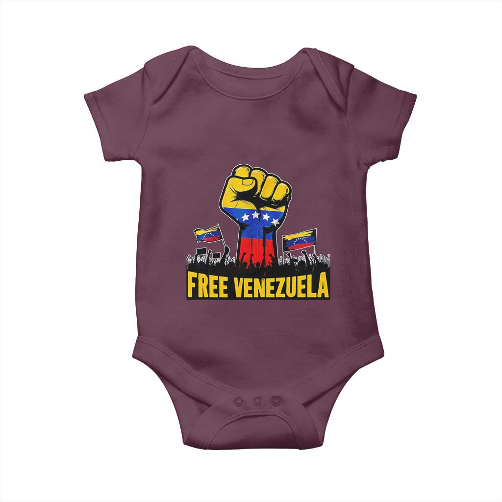 Free Venezuela Flag Baby Onesie Raised Fist Resistance for Liberation Supporters - Wonder Print Shop