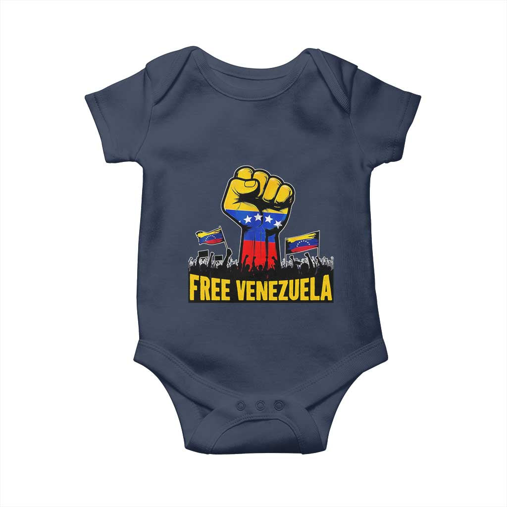 Free Venezuela Flag Baby Onesie Raised Fist Resistance for Liberation Supporters - Wonder Print Shop
