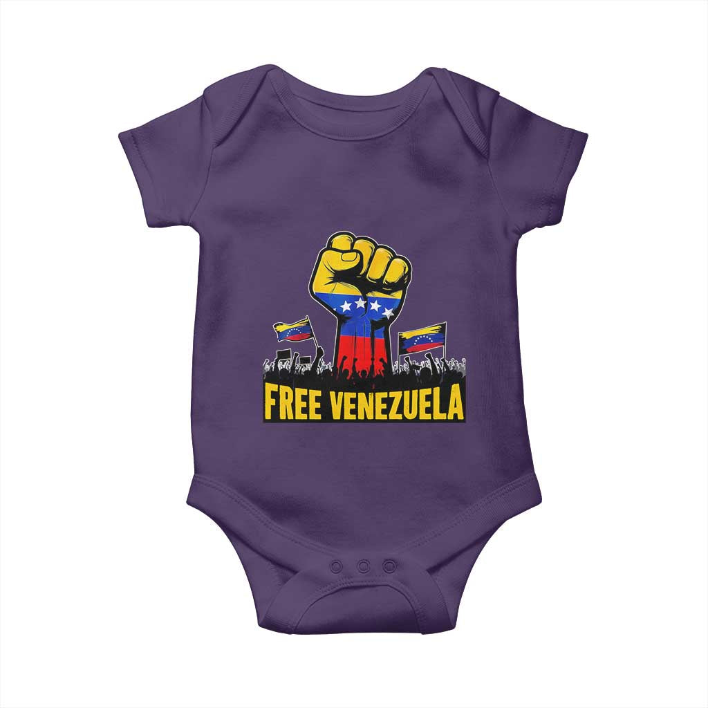 Free Venezuela Flag Baby Onesie Raised Fist Resistance for Liberation Supporters - Wonder Print Shop