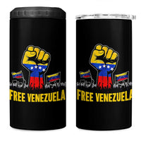 Free Venezuela Flag 4 in 1 Can Cooler Tumbler Raised Fist Resistance for Liberation Supporters - Wonder Print Shop