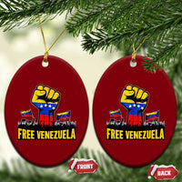 Free Venezuela Flag Ceramic Ornament Raised Fist Resistance for Liberation Supporters - Wonder Print Shop