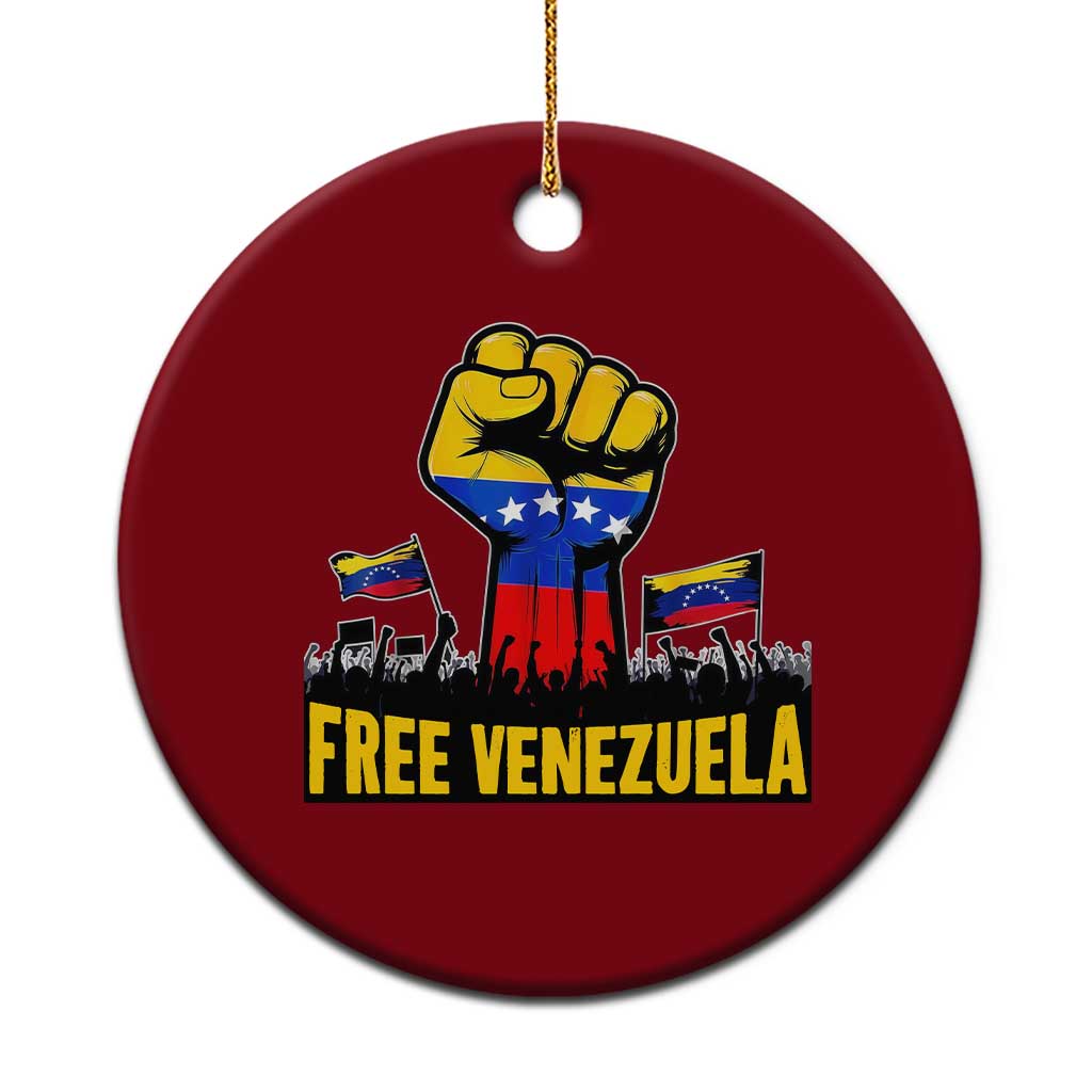 Free Venezuela Flag Ceramic Ornament Raised Fist Resistance for Liberation Supporters - Wonder Print Shop