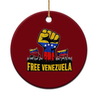Free Venezuela Flag Ceramic Ornament Raised Fist Resistance for Liberation Supporters - Wonder Print Shop