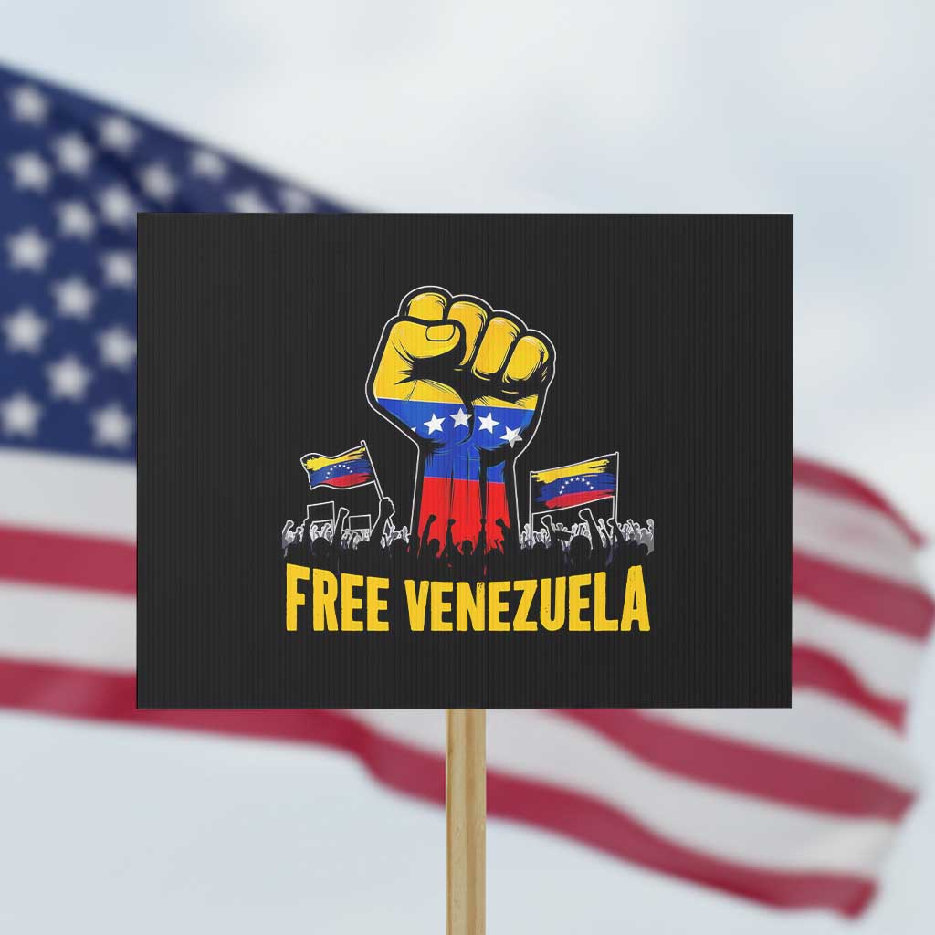 Free Venezuela Flag Protest Sign Raised Fist Resistance for Liberation Supporters