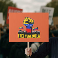 Free Venezuela Flag Protest Sign Raised Fist Resistance for Liberation Supporters