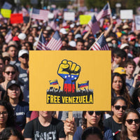 Free Venezuela Flag Protest Sign Raised Fist Resistance for Liberation Supporters