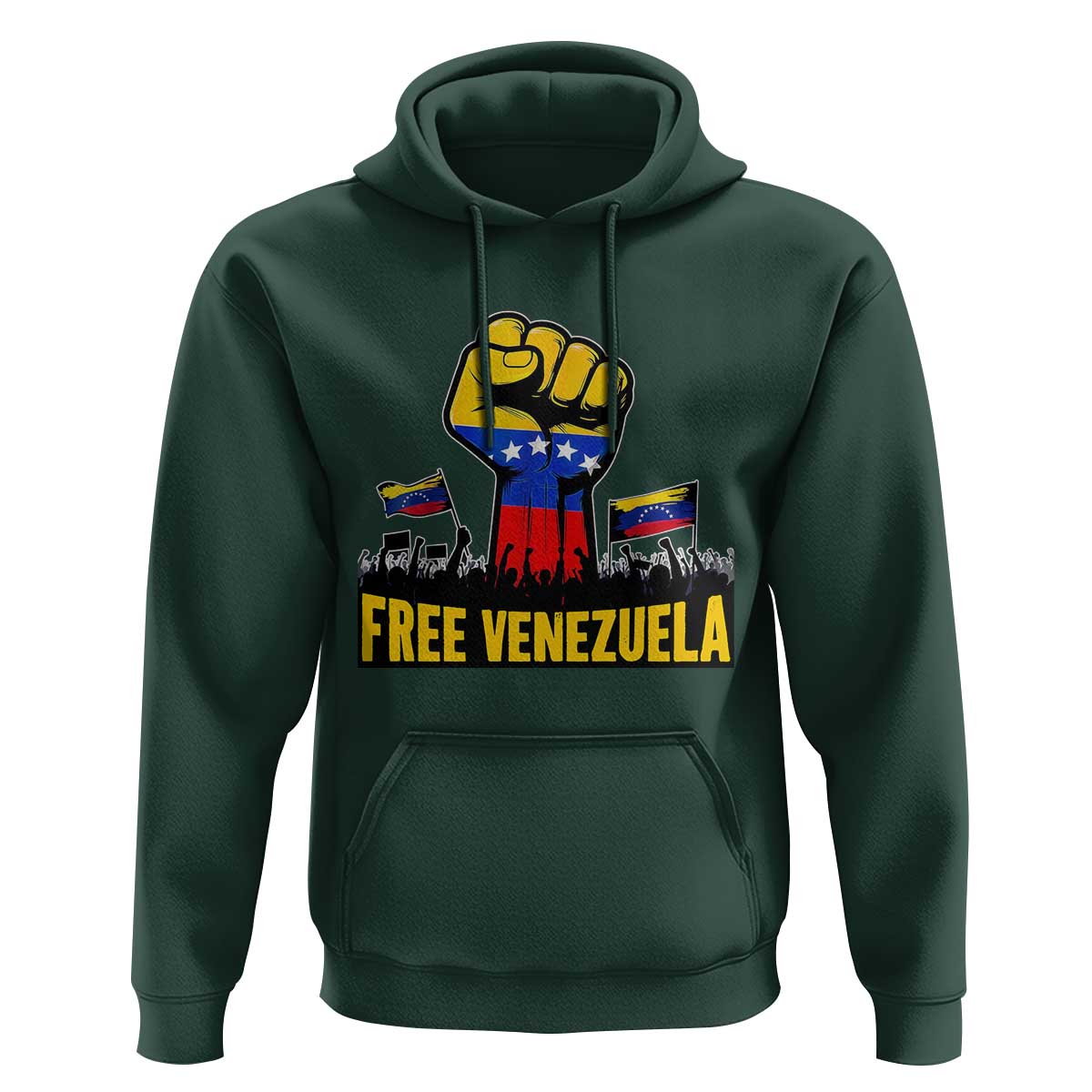 Free Venezuela Flag Hoodie Raised Fist Resistance for Liberation Supporters - Wonder Print Shop