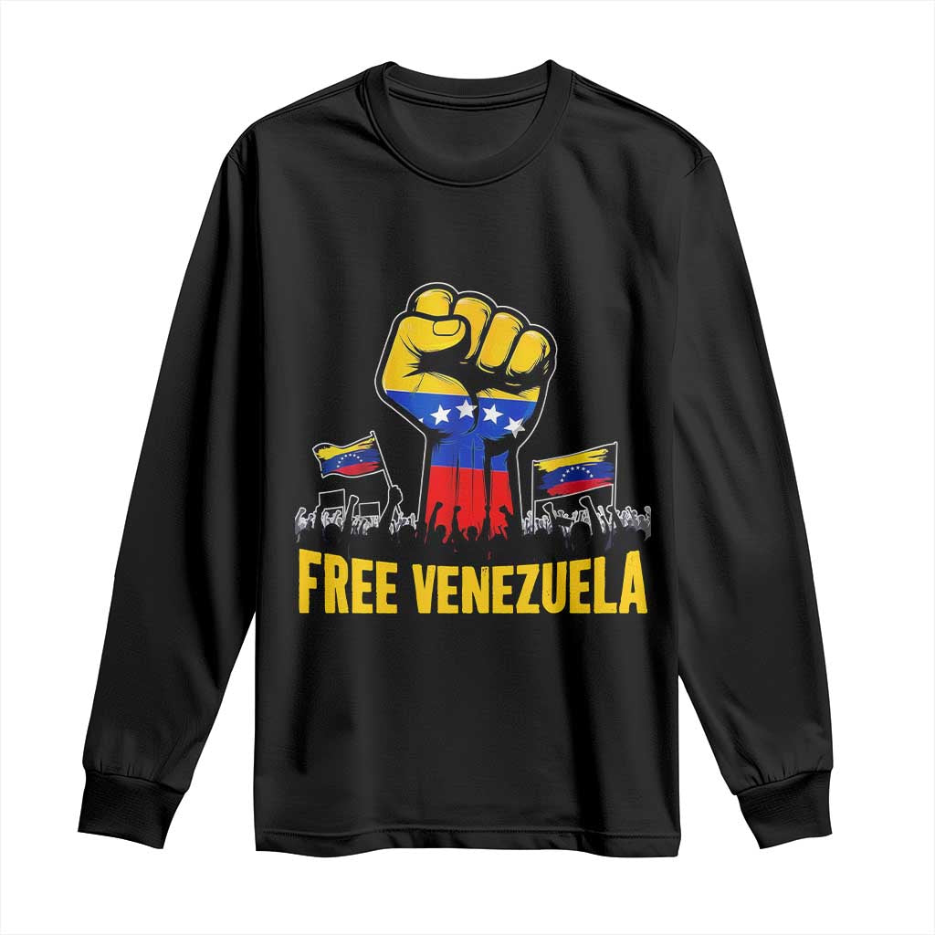 Free Venezuela Flag Long Sleeve Shirt Raised Fist Resistance for Liberation Supporters - Wonder Print Shop