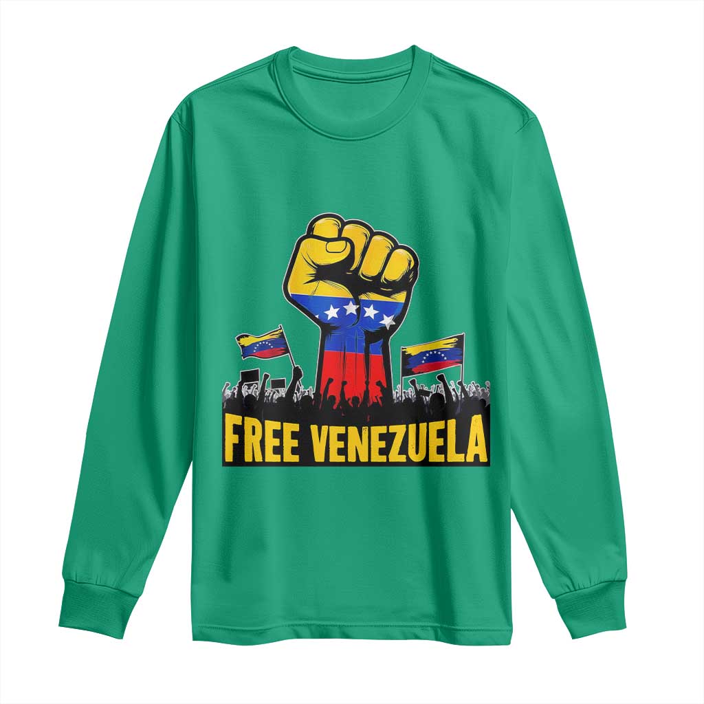 Free Venezuela Flag Long Sleeve Shirt Raised Fist Resistance for Liberation Supporters - Wonder Print Shop