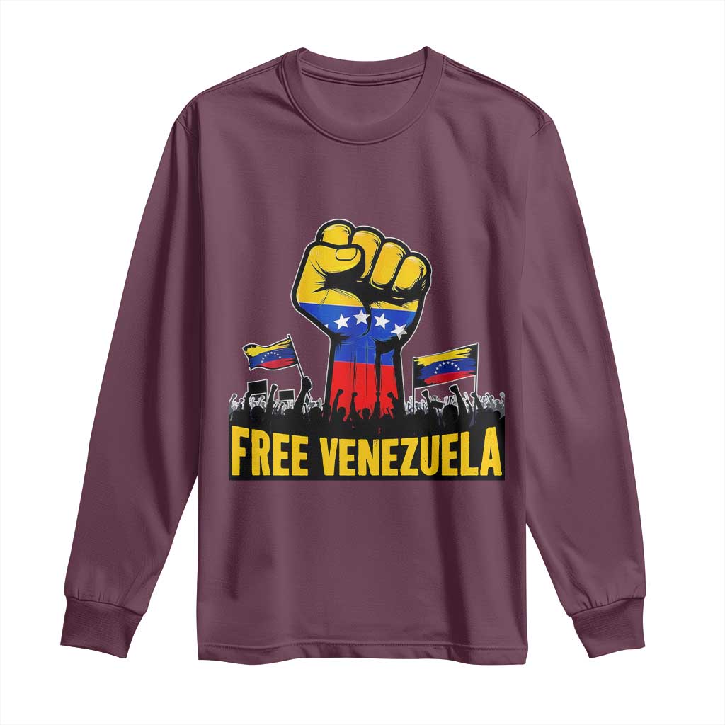 Free Venezuela Flag Long Sleeve Shirt Raised Fist Resistance for Liberation Supporters - Wonder Print Shop