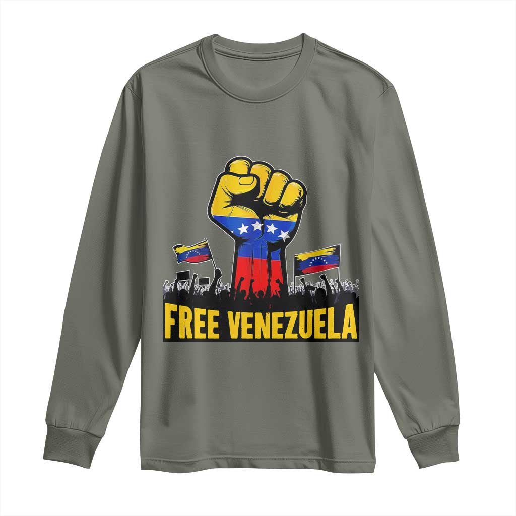 Free Venezuela Flag Long Sleeve Shirt Raised Fist Resistance for Liberation Supporters - Wonder Print Shop