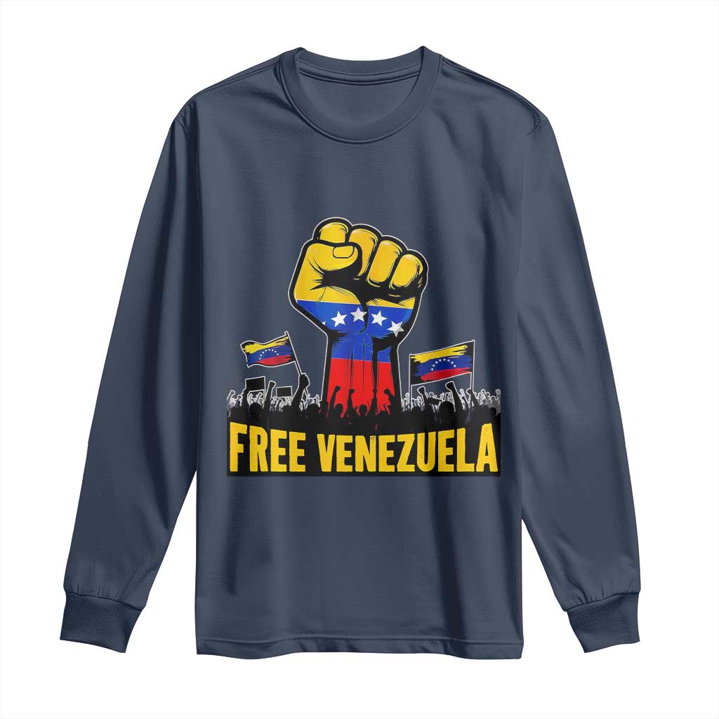 Free Venezuela Flag Long Sleeve Shirt Raised Fist Resistance for Liberation Supporters - Wonder Print Shop