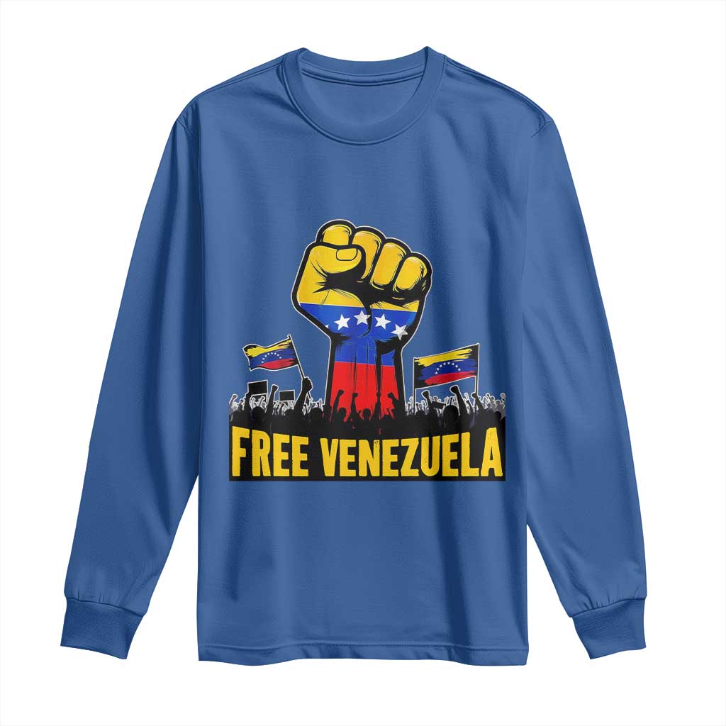 Free Venezuela Flag Long Sleeve Shirt Raised Fist Resistance for Liberation Supporters - Wonder Print Shop