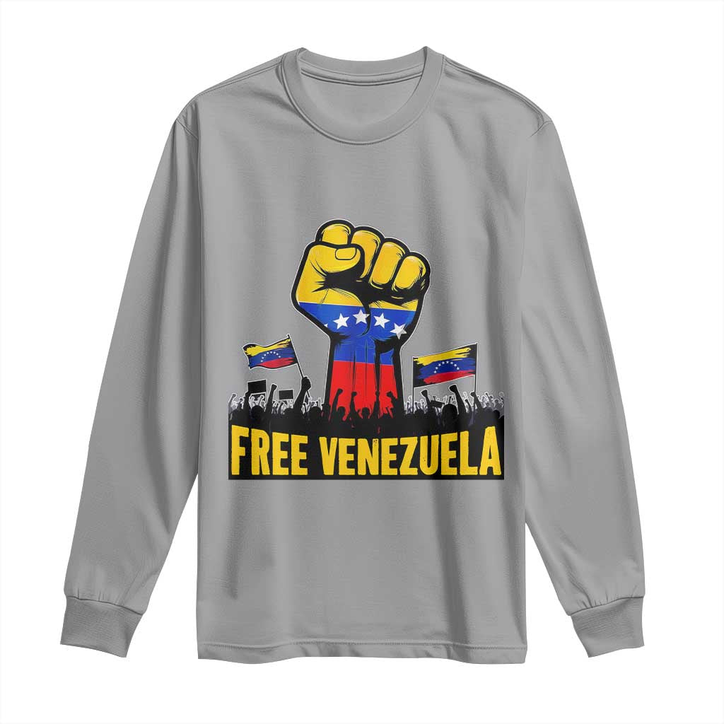 Free Venezuela Flag Long Sleeve Shirt Raised Fist Resistance for Liberation Supporters - Wonder Print Shop